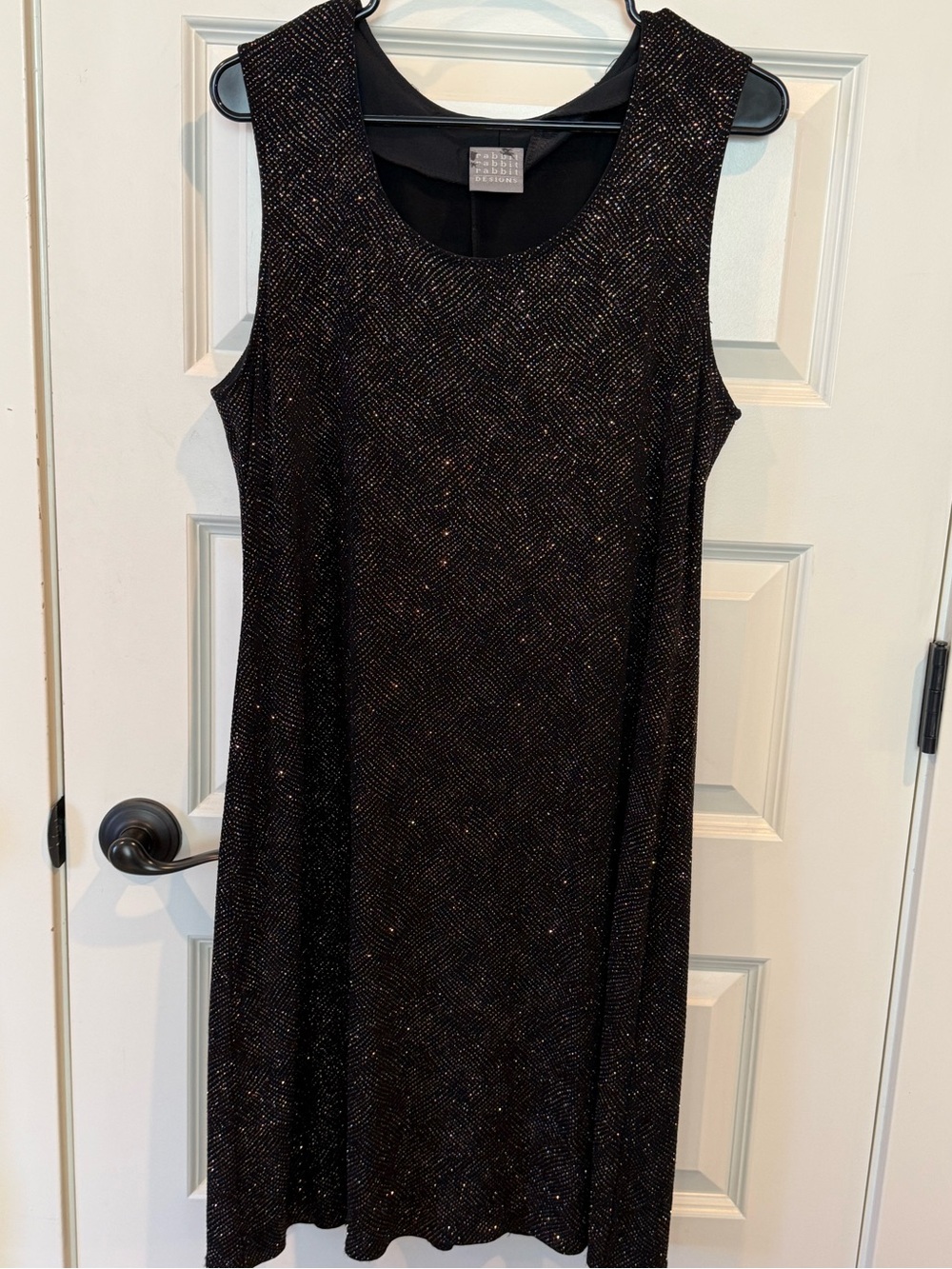 Rabbit Designs Black Sparkle Sleeveless Shift Dress